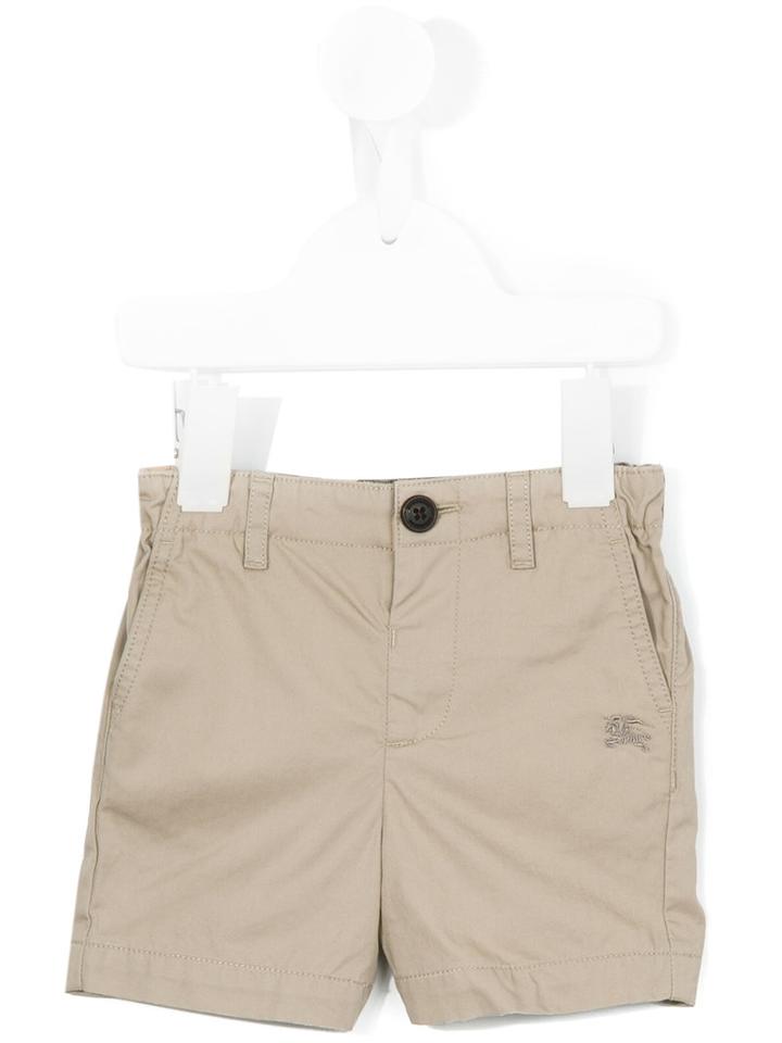 Burberry Kids - Logo Embroidered Shorts - Kids - Cotton - 24 Mth, Nude/neutrals