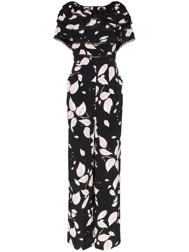 By Timo Leaf Print Jumpsuit - Black