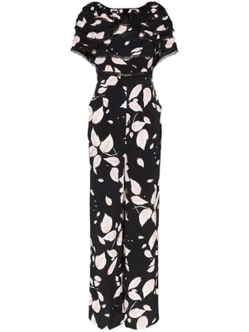 By Timo Leaf Print Jumpsuit - Black