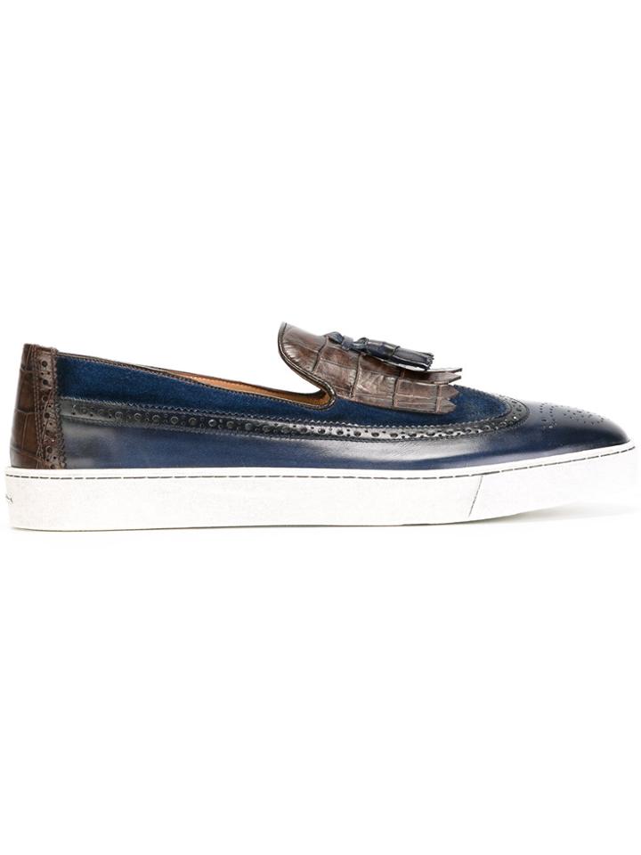 Santoni Tassel Brogued Loafers - Brown