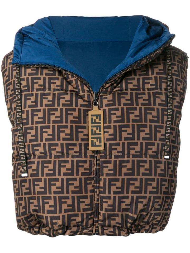 Fendi Logo Reversible Padded Gilet - Neutrals