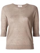 Zanone Cropped Sleeve Sweater - Brown