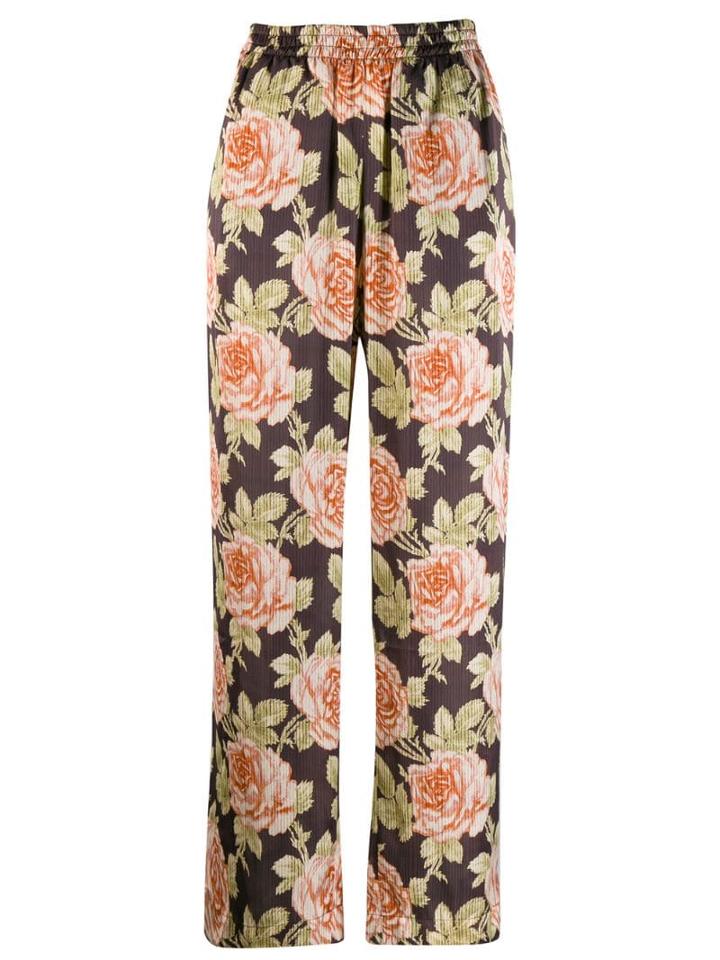 Paco Rabanne Floral Print Plissé Trousers - Orange