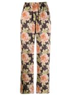 Paco Rabanne Floral Print Plissé Trousers - Orange