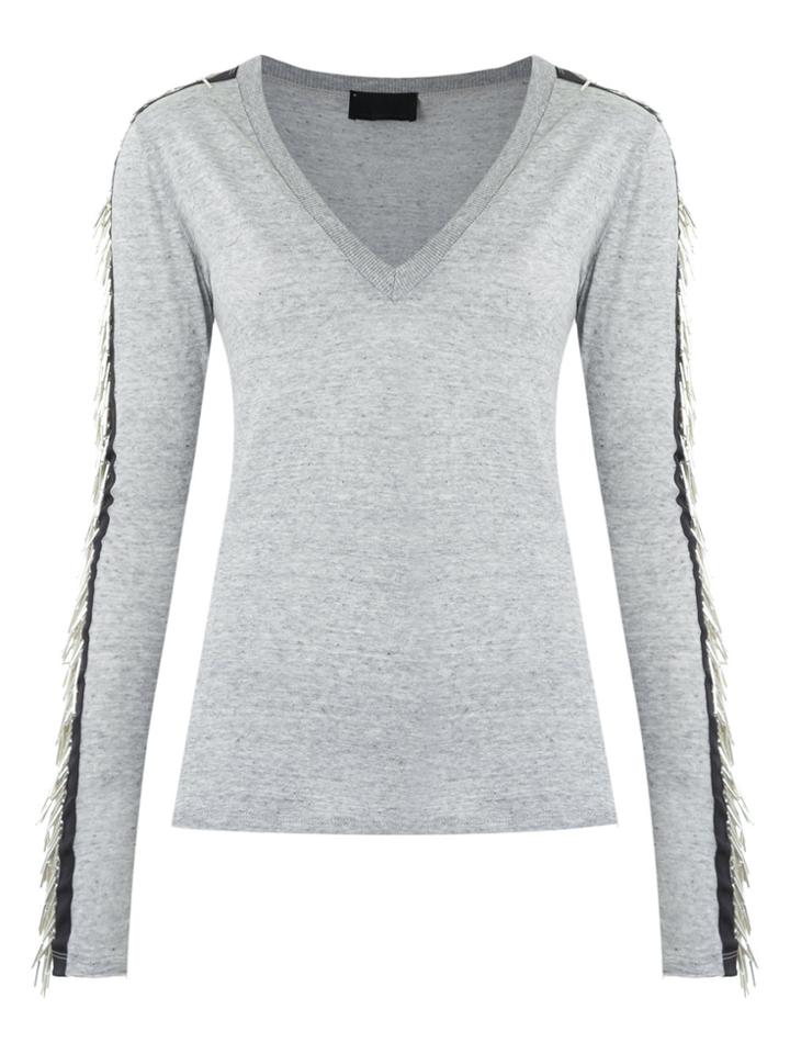 Andrea Bogosian Embellished Top - Grey