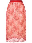 Maison Margiela - Lace Panel Skirt - Women - Silk/polyamide/polyurethane/viscose - 42, Red, Silk/polyamide/polyurethane/viscose
