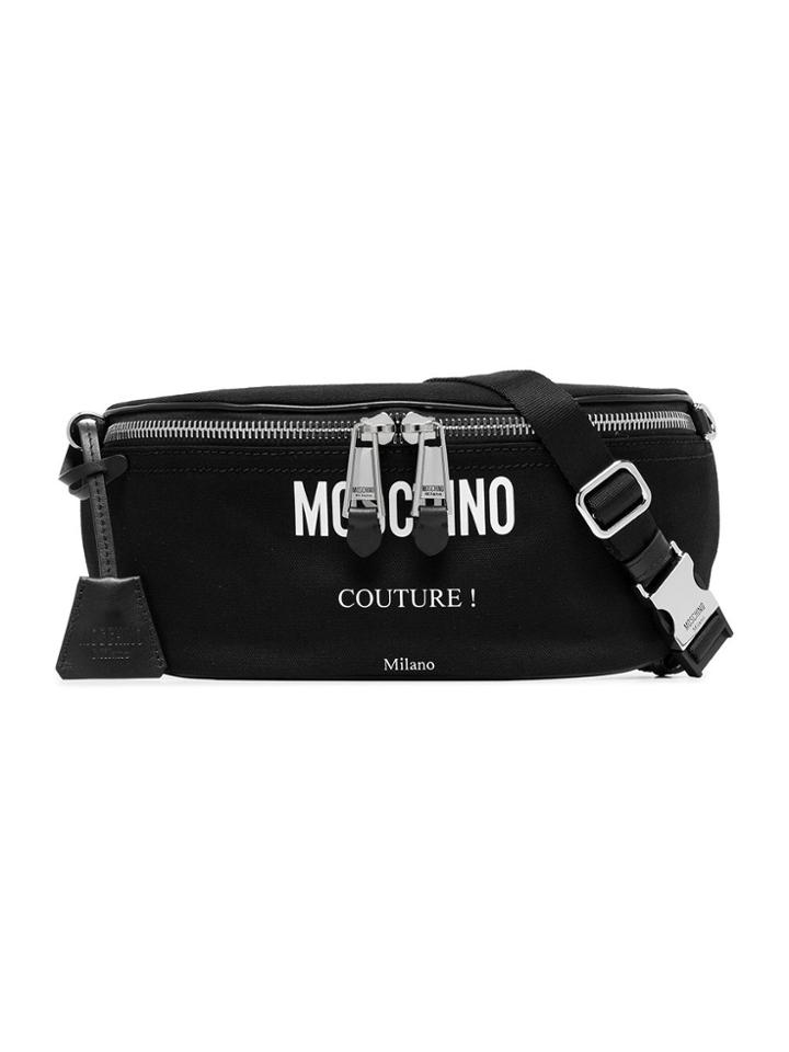 Moschino Black Logo Print Small Cotton Cross-body Bag
