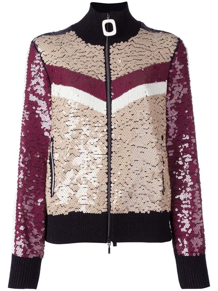 Aviù Sequined Zip Up Cardigan, Women's, Size: 42, Brown, Cotton/acrylic/polyamide/spandex/elastane
