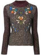 Red Valentino Embroidered Ribbed Sweater - Brown