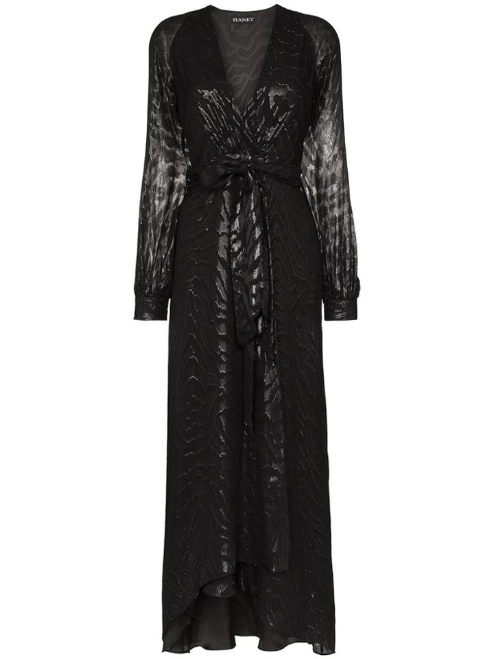 Haney Coco Belted Waist Lurex Gown - Black