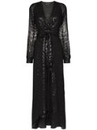 Haney Coco Belted Waist Lurex Gown - Black