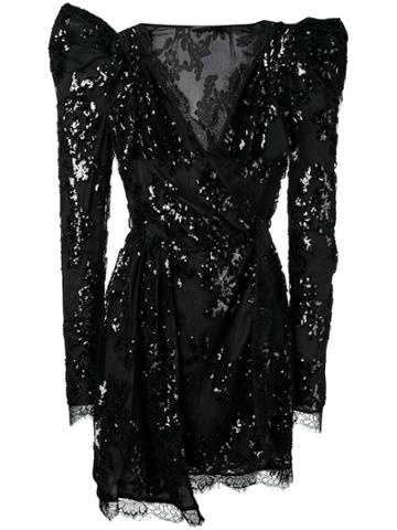 Amen Sequin Embroidered Dress - Black