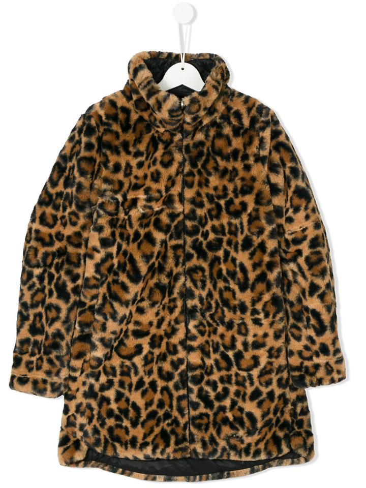 Save The Duck Kids Teen Reversible Leopard Zipped Coat - Black
