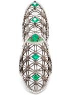 Dionea Orcini 18k Gold Semiramis Double Ring With Emeralds