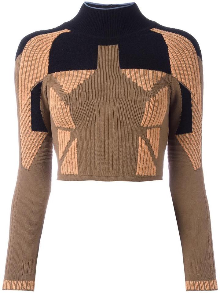 Yeezy Season 3 Cropped Knitted Top, Women's, Size: Small, Brown, Polyamide/spandex/elastane/polyester/wool