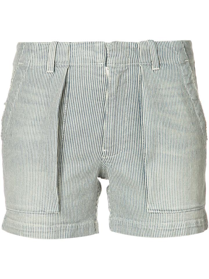 Nili Lotan - Striped Denim Shorts - Women - Cotton/polyurethane - 24, Blue, Cotton/polyurethane