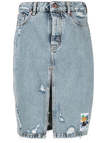 Filles A Papa Destroyed Denim Skirt - Blue
