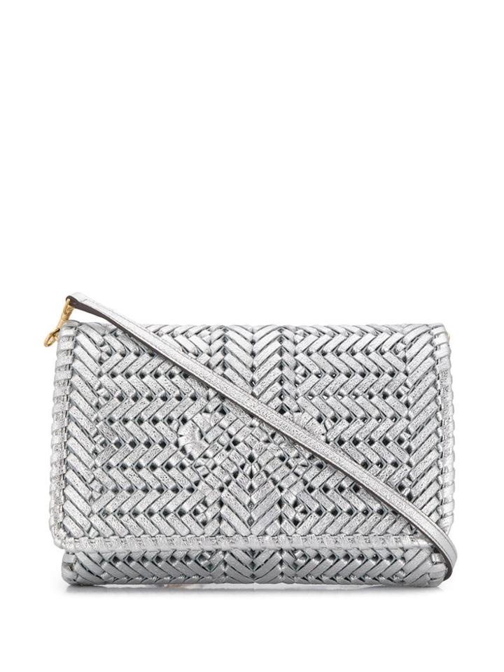 Anya Hindmarch Woven Crossbody Bag - Silver