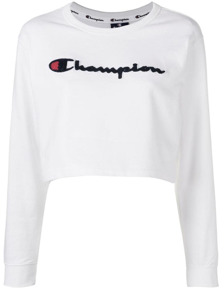 Champion Cropped Logo Sweatshirt - White