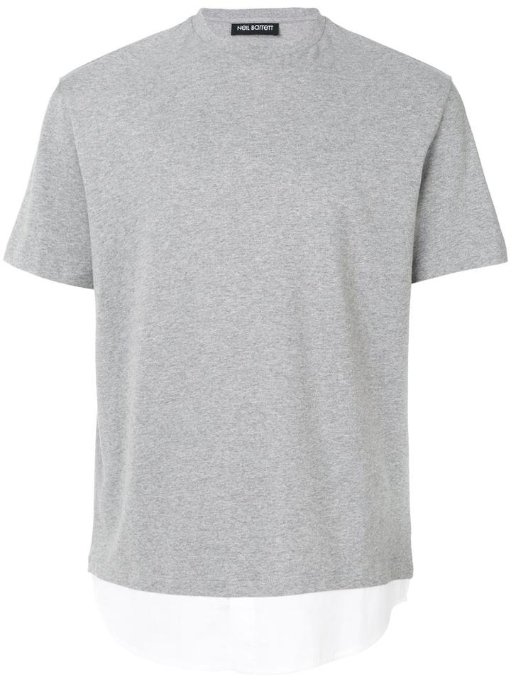 Neil Barrett - Shirt Detail T-shirt - Men - Cotton - M, Grey, Cotton