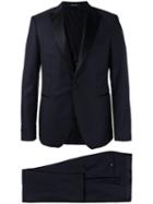 Tagliatore Contrast Lapel Suit, Men's, Size: 54, Blue, Cupro/virgin Wool