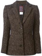 John Galliano Vintage Striped Buttoned Blazer - Black