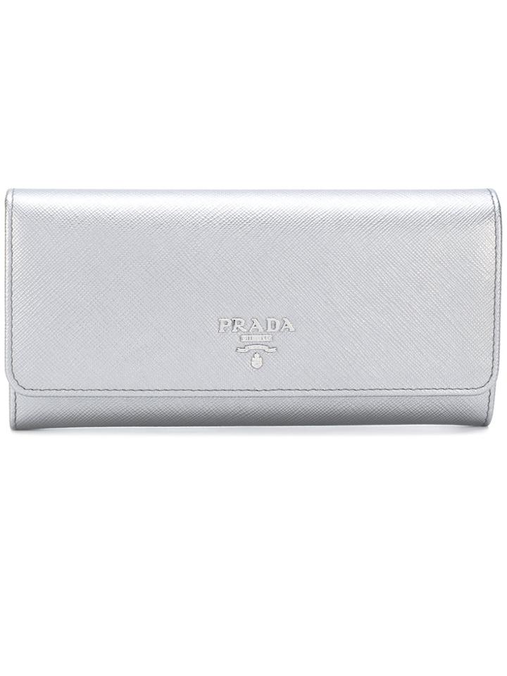 Prada Metallic Continental Wallet