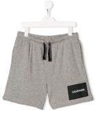 Calvin Klein Kids Teen Logo Patch Track Shorts - Grey