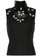 Ermanno Scervino Floral Lace Inserts Knitted Top - Black