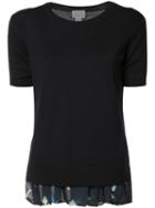 Grey Jason Wu - Pleated Trim Top - Women - Silk/wool - L, Blue, Silk/wool