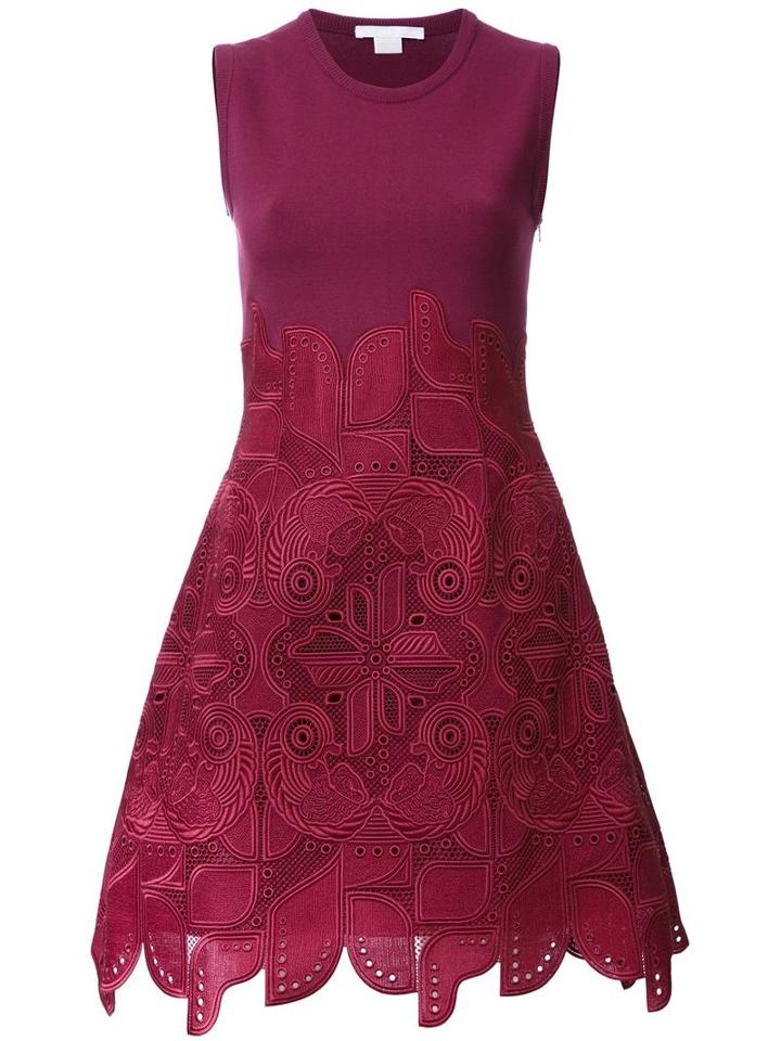 Antonio Berardi Macrame Flared Dress, Women's, Size: 42, Red, Polyester/rayon