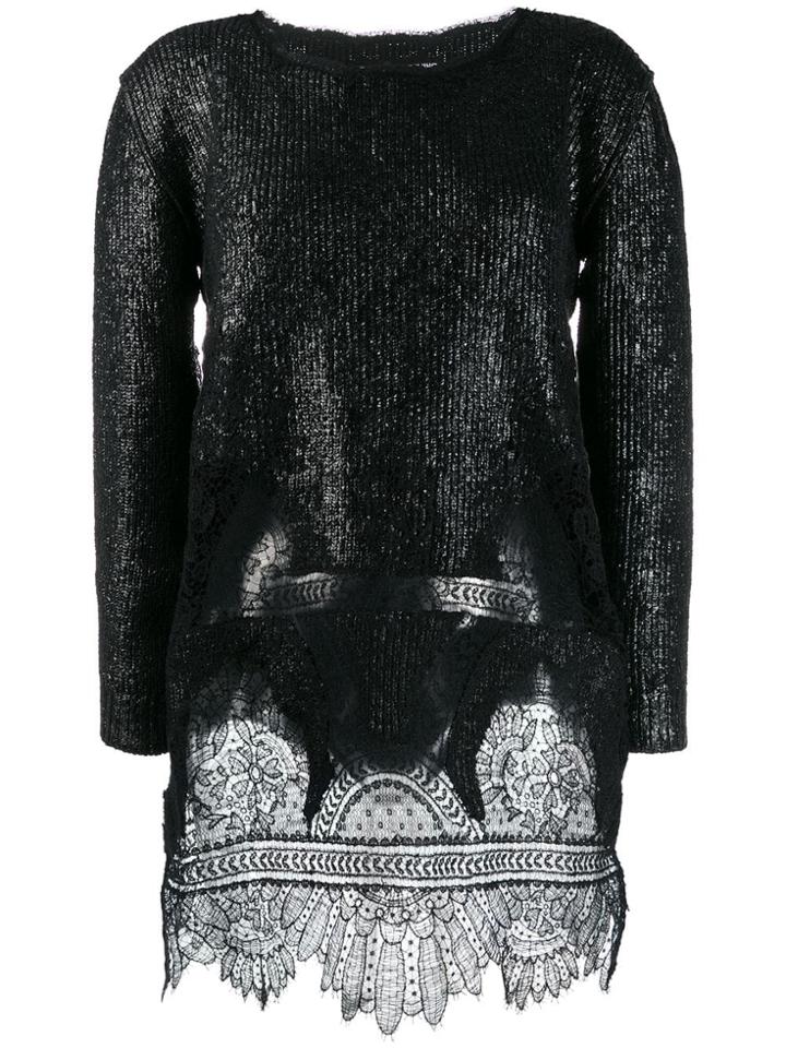 Ermanno Scervino Lace Hem Jumper - Black