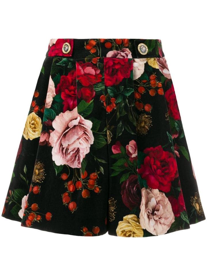 Dolce & Gabbana Rose Print Shorts - Black