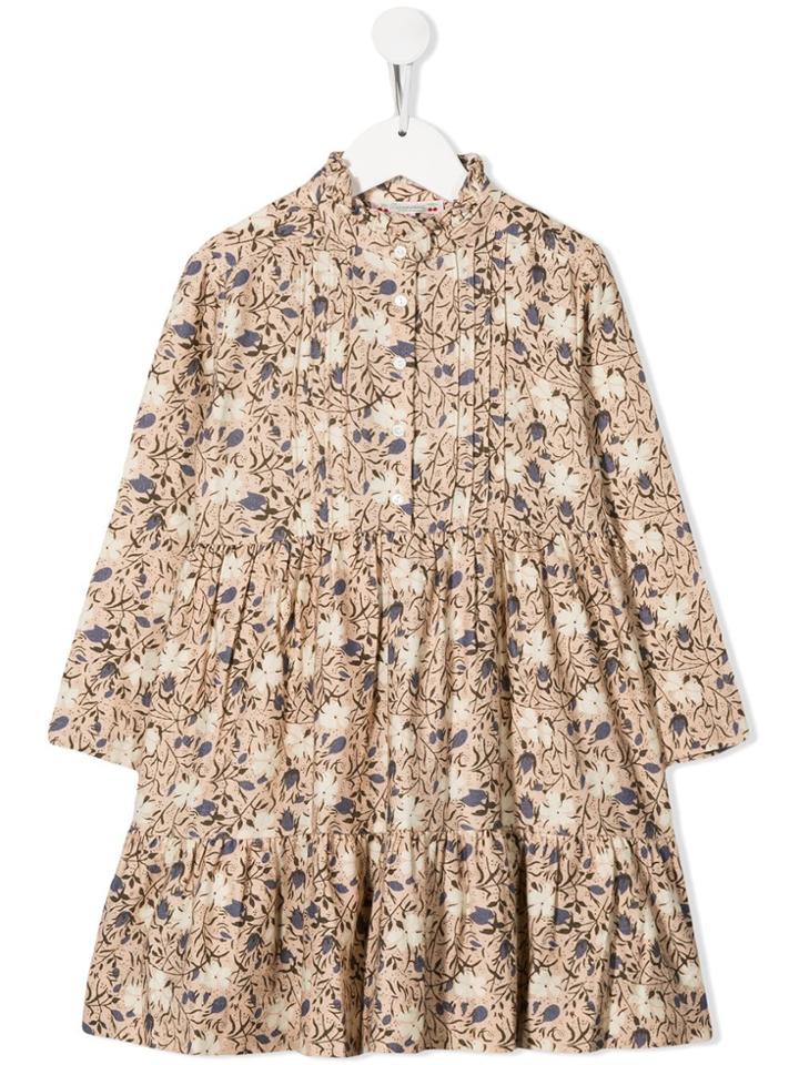 Bonpoint Teen Miranda Floral Shirt Dress - Neutrals