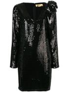 Msgm Sequin Embellished Dress - Black
