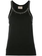 Laneus Studded Trim Vest Top, Women's, Size: 42, Black, Cotton