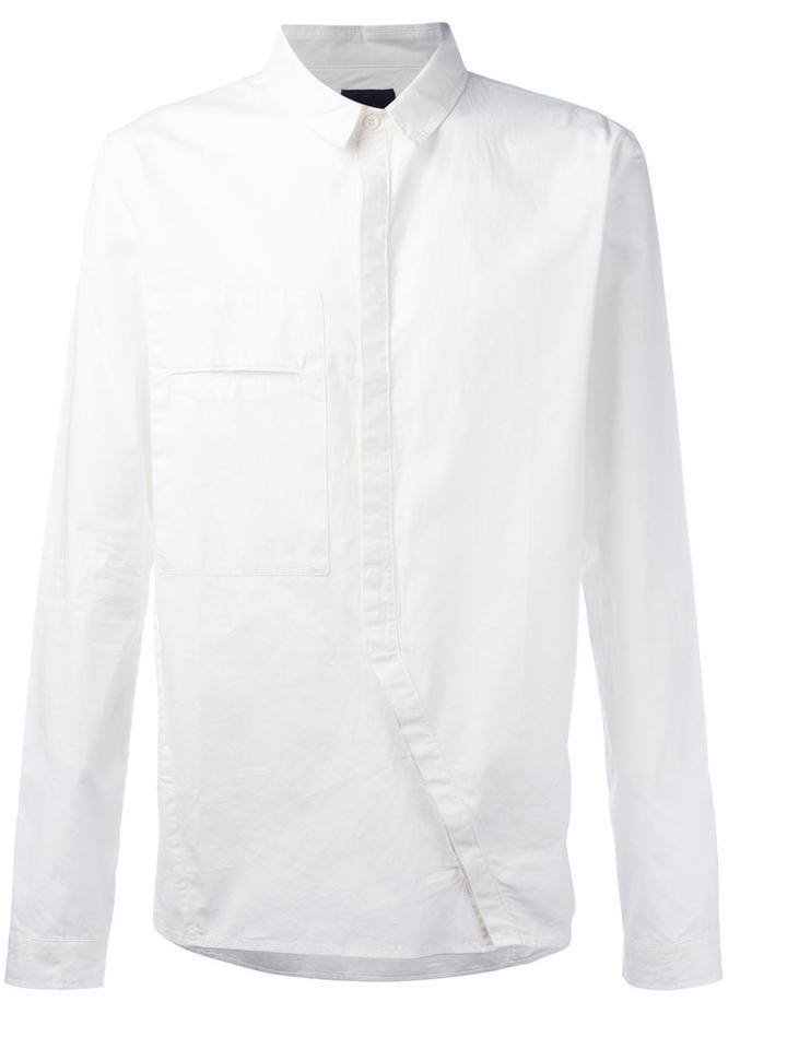 Thom Krom Asymmetric Long Sleeved Shirt, Men's, Size: Xl, White, Cotton