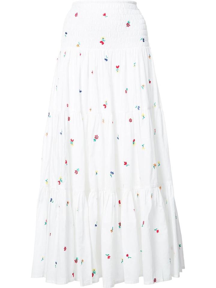 Suno Embroidered Maxi Skirt, Women's, Size: 4, White, Cotton