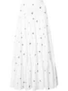 Suno Embroidered Maxi Skirt, Women's, Size: 4, White, Cotton