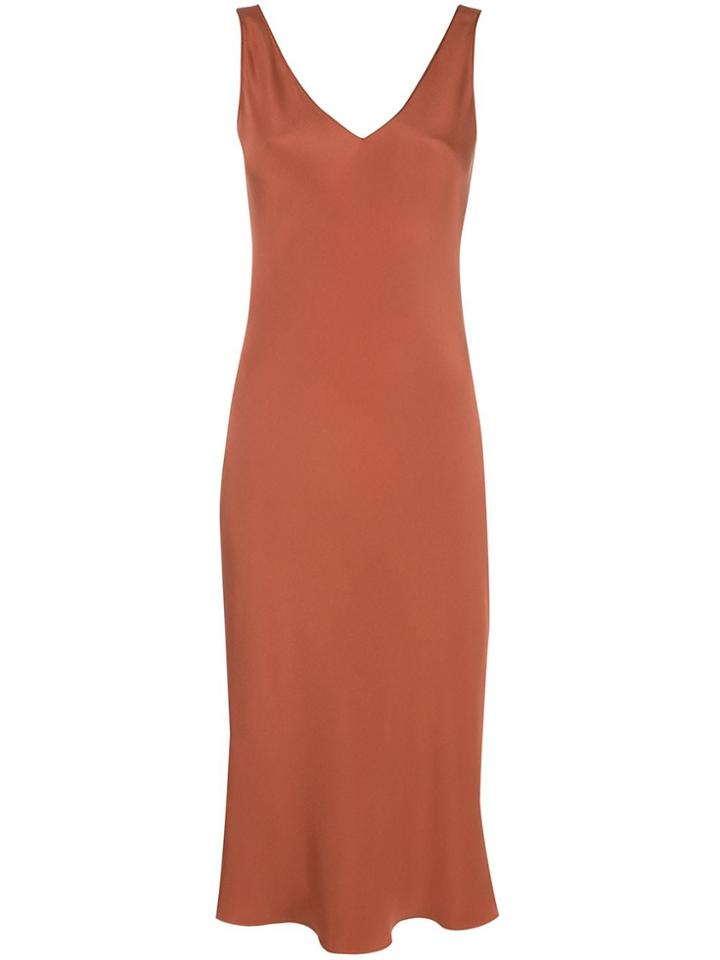 Peter Cohen V-neck Silk Dress - Brown