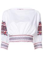 Tibi Floral Embroidery Blouse - White