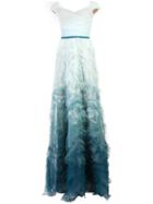 Marchesa Notte Fitted Ombré Gown - Blue