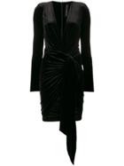 Alexandre Vauthier V-neck Ruched Mini Dress - Black