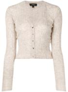 Theory Cropped Ribbed Knit Cardigan - Neutrals