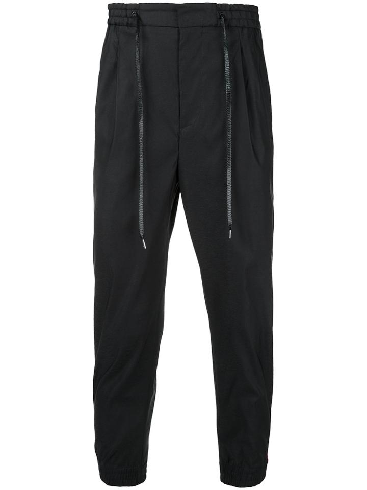 Monkey Time Tapered Drawstring Track Pants - Black