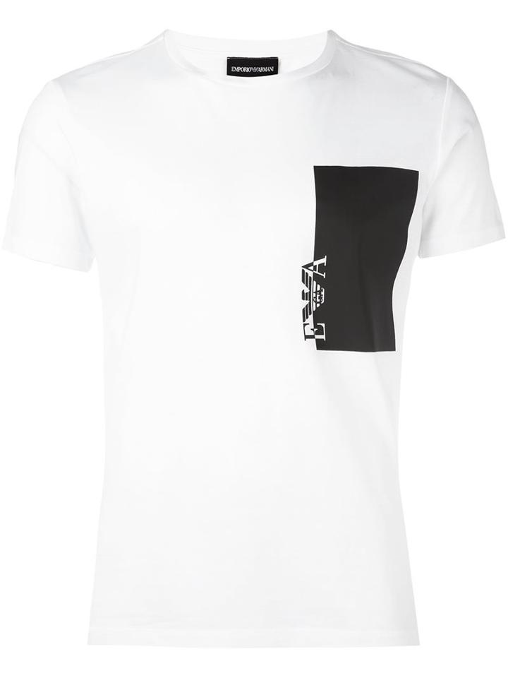 Emporio Armani Logo Print T-shirt, Men's, Size: Large, White, Cotton