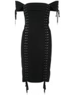 Moschino - Bardot Bodycon Dress - Women - Polyester/triacetate - 38, Black, Polyester/triacetate