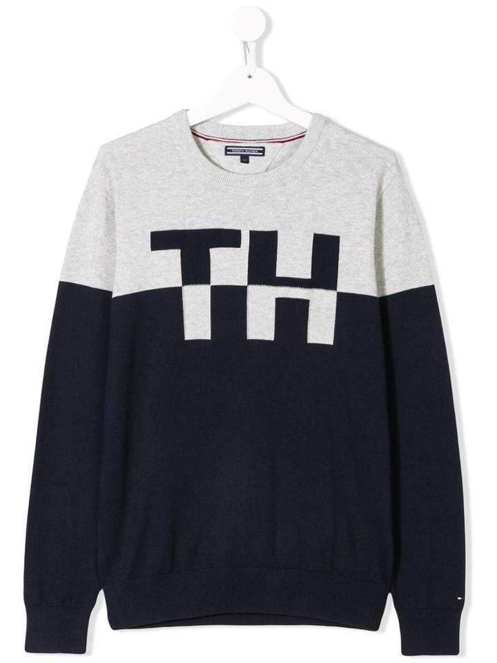 Tommy Hilfiger Junior Contrast Logo Patch Sweater - Blue