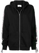 Gaelle Bonheur Logo Stripe Zipped Hoodie - Black