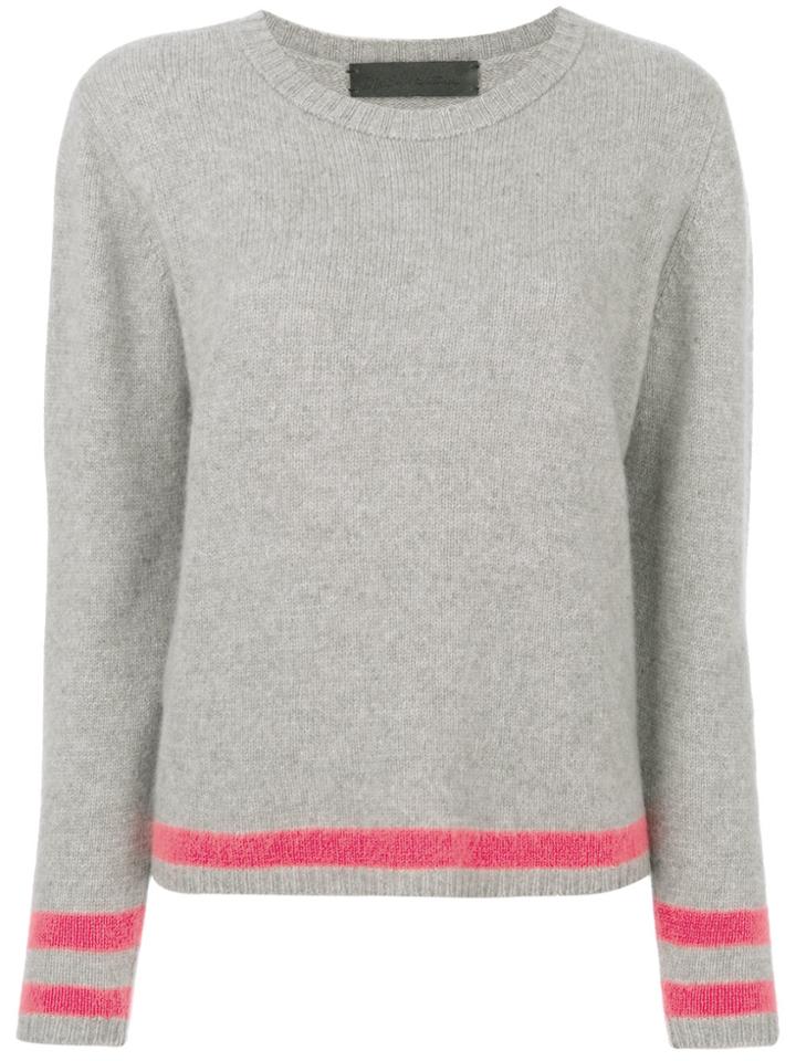 The Elder Statesman Contrast Stripe Cashmere Jumper - Grey